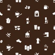 coffee icons brown and white pattern eps10
