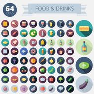 Flat Design Icons For Food and Drinks