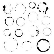 Set traces glass draw pour wine splashes and spot print