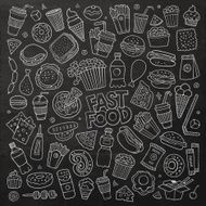 Chalkboard vector hand drawn Doodle cartoon set of objects