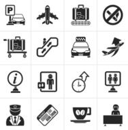 Black Airport and transportation icons