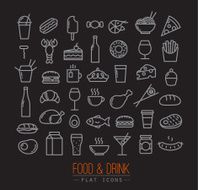 Flat food icons black