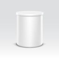 White tin box packaging container for tea or coffee isolated N2