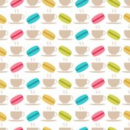 Seamless pattern of macaroons and tea