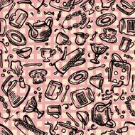 kitchen tools seamless pattern on checked background