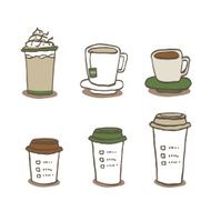 drinks coffee tea cold drink in sketch style