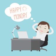 Businesswoman thinking happy Monday - Vector