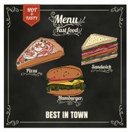 Restaurant Fast Foods menu on chalkboard vector format eps10