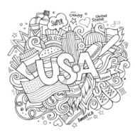 USA hand lettering and doodles elements background N4