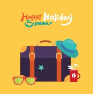 Summer holidays vector illustration flat design traveling bag object concept