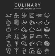 Food and cooking line icons Vector set