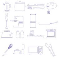 home kitchen outline icons theme set eps10