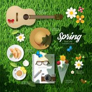 Infographic travel planning a spring vacation business flat lay