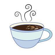 Pastel Blue Tea Cup with Hot Beverage and Swirling Steam