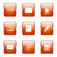 Office Work Square Vector Orange Icon Design Set N9