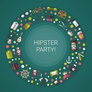 Postcard of modern flat design hipster icons N2