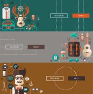 Set of modern flat design hipster illustrations