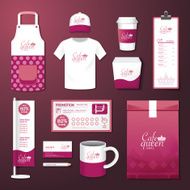 Vector restaurant cafe set flyermenu package t-shirt cap uniform design N7