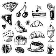 big vector set - driks and food