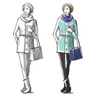 Fashion hand drawn illustration Vector sketch street fashion N2