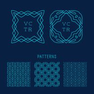 Vector set of outline emblems and patterns N2