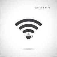 Hot coffee cup and wifi sign Technology business background N3