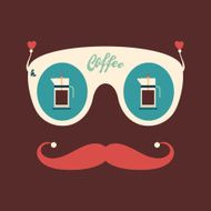 Colorful hipster vintage sunglasses with coffee kettles