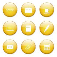 Office Work Yellow Vector Button Icon Design Set N12