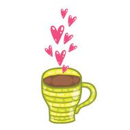 cute cartoon cup of coffee with hearts N2