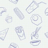 Food and Drink Vector Hand Drawn Seamless Pattern