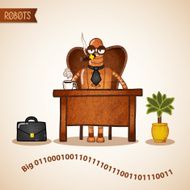 Big boss with coffee sitting at the desk