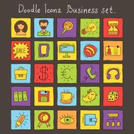 Colored doodle icons Business set