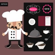 Cute vector Chef and restaurant set