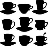 Icon tea coffee cups saucers