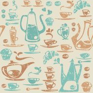 Seamless pattern with coffee elements