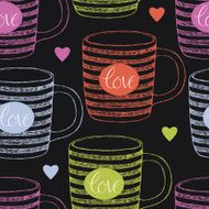 Cup with love and hearts seamless background