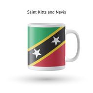 Saint Kitts and Nevis flag souvenir mug on white background