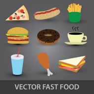 vector color fast food icons