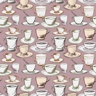 seamless vector pattern with teacups N8