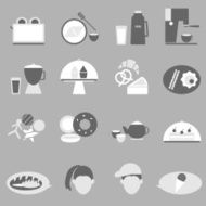 Bakery and drinks icon on gray background