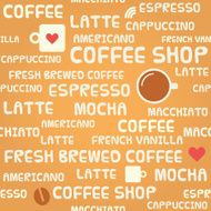 Coffee related pattern with text