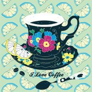 Vector Elegant Cup of Coffee Card N2