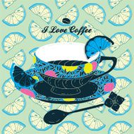 Vector Elegant Cup of Coffee Card N3