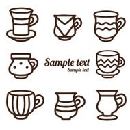 Set hand drawn tea coffee cups N2