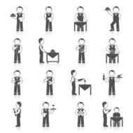 Waiter Man Icon Black