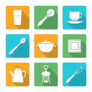 flat style white design dinnerware icons set