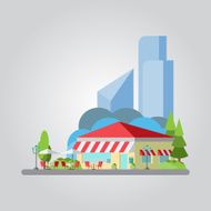 Flat design of colorful cityscape N2