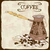 Coffee background with copper turk