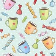 seamless vector pattern with cups and candies N2