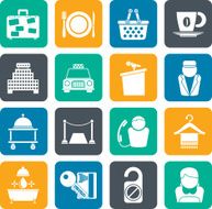 Silhouette Hotel and motel services icons